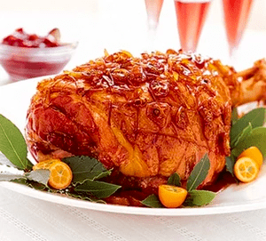 Christmas ham with sticky ginger glaze